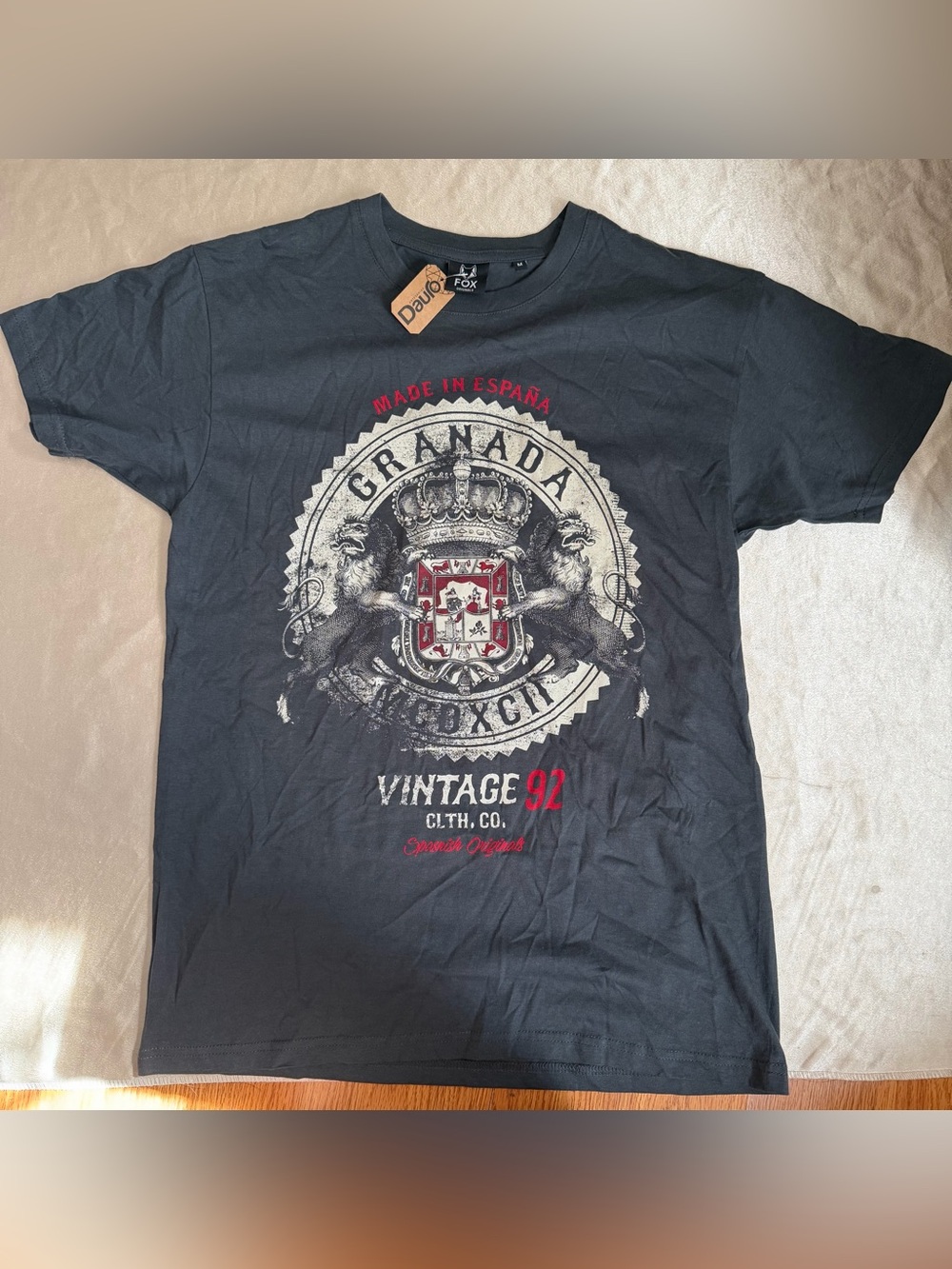 Fox Originals Granada Spain Vintage 92 Graphic Shirt Charcoal Black Men’s M NWT
